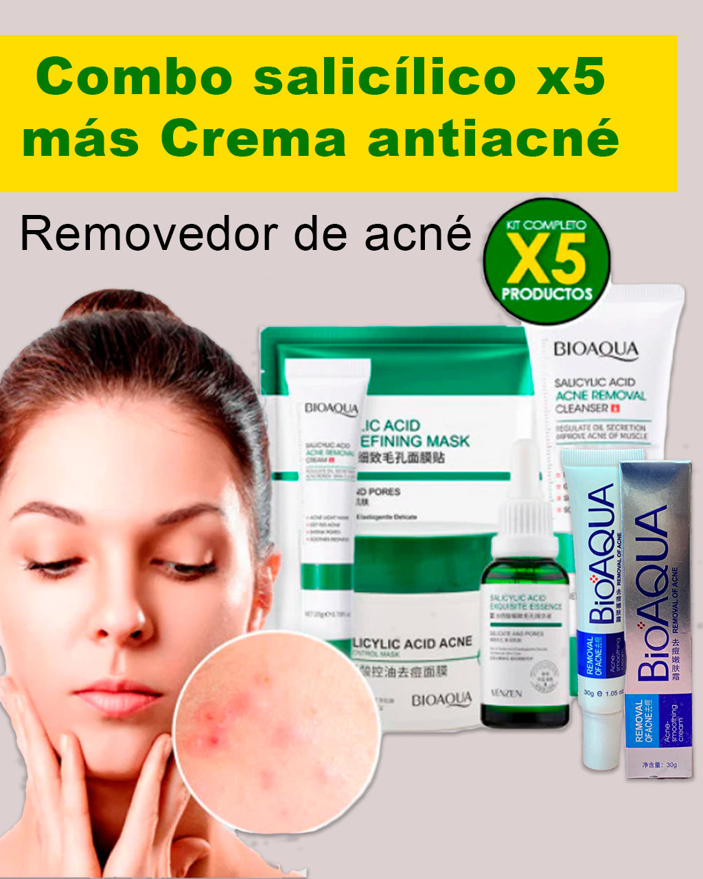 Kit salicílico x5 más Crema antiacné®︎